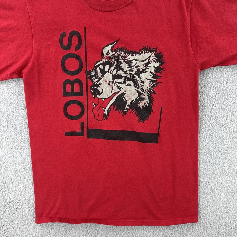 Camiseta roja grande V H. Wolf & Sons para hombre UNM Universidad de Nuevo México Lobos 1988 Foto 4 de 4