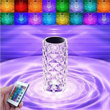 Artificial Crystal Table Lamp, RGB Color Changing Rose Diam,Can Switch 16 Colors