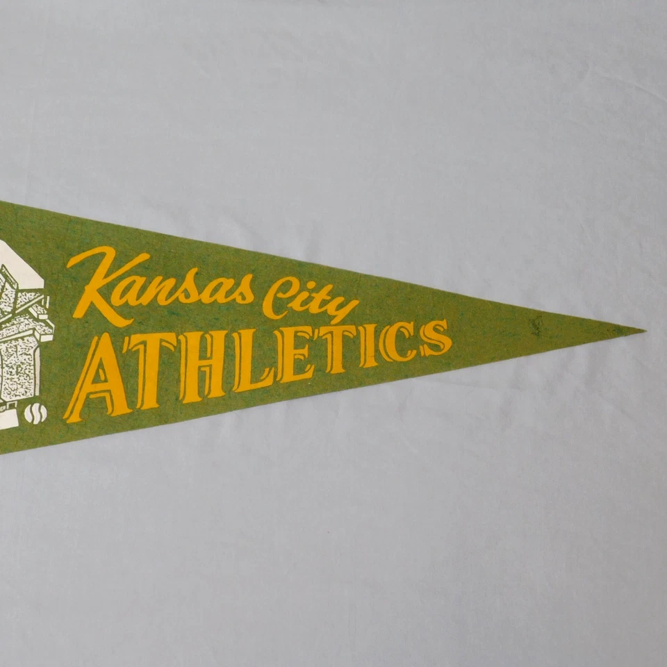 Bandeira de beisebol vintage original década de 1960 KANSAS CITY ATHLETICS MLB tamanho completo - Imagem 3 de 4