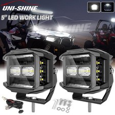 Pair 5inch Side Shooter Led Work Light Bar 260w Cube Pods Drl Fog Driving Lamps