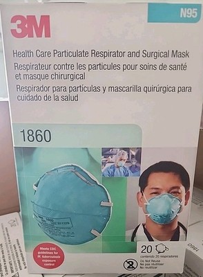 3M  1860 N95 Adult Face Mask Particulate Respirator - 1 Case - 6 Boxes - QTY 120