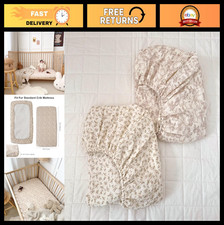 Floral Print Crib Sheets 2 Pack - 52"x28" Muslin Cotton Fitted Toddler Bedding,