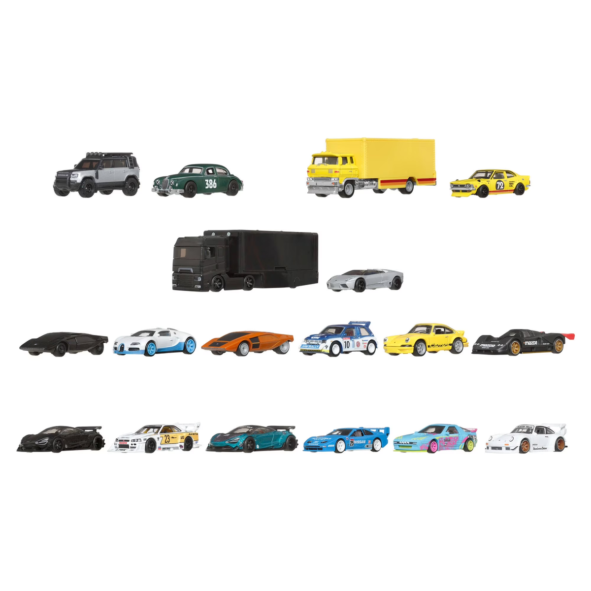 Hot Wheels JFM05 Car Culture & Team Transport Factory Set of 18