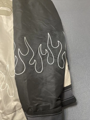 Brooklyn Cloth Flame Bomber Crème & Black Patches Varsity. Men’s LG image 3