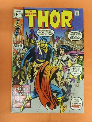 MIGHTY THOR #179 (1970) - LOKI COVER - LAST JACK KIRBY ART - NEAL ADAMS CVRT