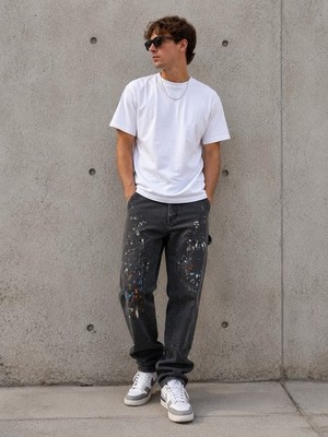 No Boundaries Jeans Mens 30x30 Paint Splatter Double Knee Carpenter Streetwear