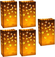 50 pcs White Luminary Candle Bags Special Lantern Bag with Stars...