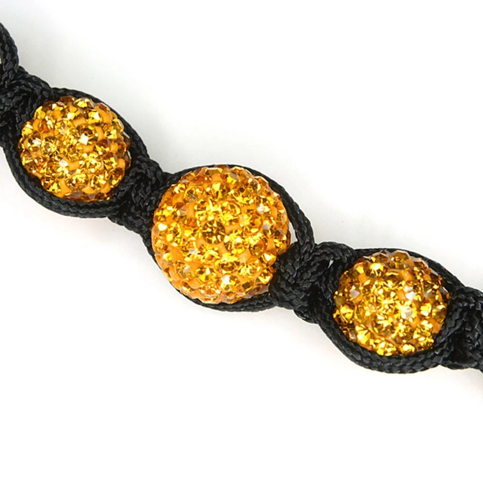 12mm Yellow and Black Micro Pave Crystal Ball Adjustable Necklace(17"-24") Foto 3 de 3