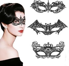 3Pack Adult Masquerade Lace Masks Costume Disguise for Couples Women Men