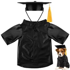 Size M Black 2026 Dog Graduation Cap And Gown Washable Pet Costume Shirt Hat