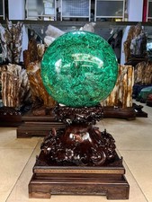 400mm Natural malachite crystal Quartz Ball Sphere Healing decor+stand 233LB