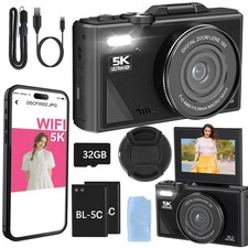 5K Digital Camera 180 Flip Screen WiFi Vlogging Cameras for Photography Youtube