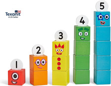 Numberblocks One to Five Wooden Blocks, Wood Building Blocks for Toddlers 2-4 Ye