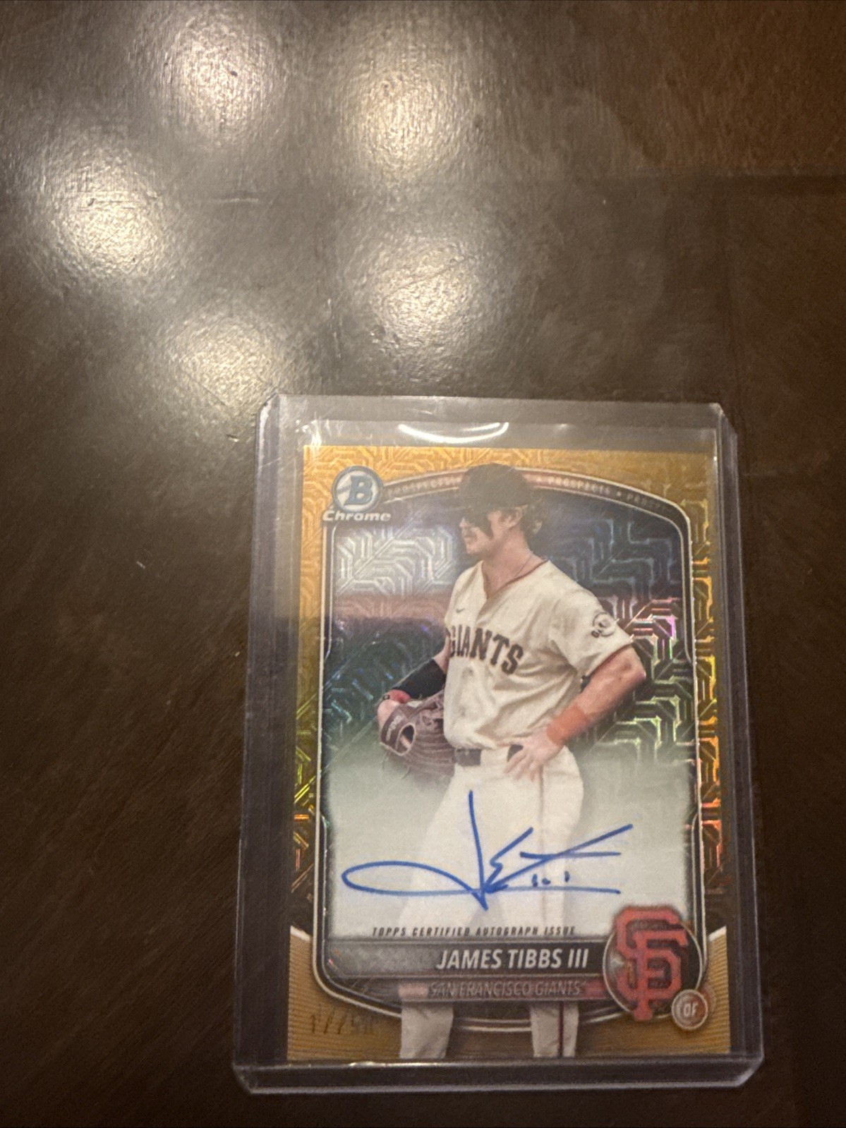 2025 Bowman Chrome James Tibbs III Prospect Auto Gold Mojo Refractor /50 (56B)