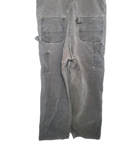 VTG Carhartt Double Knee Duck Canvas Bib Overalls Mens 38x32 Green Distressed - Picture 6 of 7
