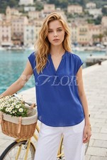 Banana Republic Women's Blue Cap Sleeve Button-Front Blouse, Size Small, New