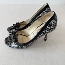 Jimmy Choo VTG Y2K Black And Gray Peep Toe Heels Womens 37 / 7