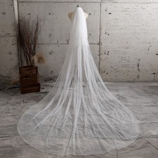 Shining Tulle with Pearls Long Wedding Veil Cathedral Veil Romantic Veil