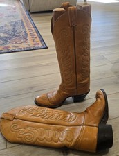 Vintage Retro Tony Lama Women's Sz 6 Camel Cowgirl Rockabilly Boho Boots