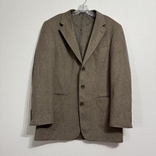 Oscar De La Renta Tan Wool  Cashmere Blazer Jacket Sport Coat Mens Size 42L
