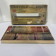 CRAYOLA CRAYONS 1958 BOX OF 72 SHARPENER MANY RARE RETIRED COLORS
