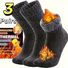 3 Pairs Womens Thermal Winter Socks Thick Warm Cotton Crew Boot Socks Cozy Gift