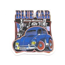 Blue Car Vinyl Sticker Decal Classic German Coupe Euro Bug Oficina Mecanica