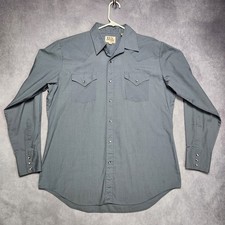 Vintage Ely Cattleman Western Shirt Mens 16 1/2 35 Blue Cowboy