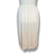 Vintage Wonder Maid Ivory Nylon Half Slip Lace Trim Midi Lingerie Romantic