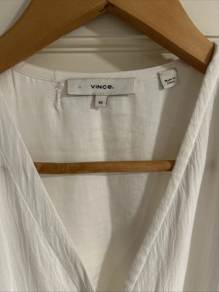 Vince V-Neck Dress with a Tied Waist in White Size XS - image 2 of 4