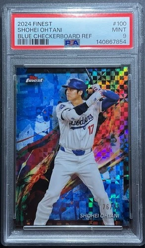 Shohei Ohtani 2024 Topps Finest #100 Blue Checkerboard Refractor /99 PSA 9 MINT