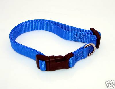 NEW 5/8'' Wide Nylon Dog Collar Blue Size Small 11 - 16'' Neck