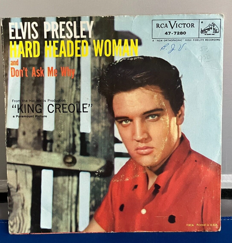 ELVIS PRESLEY Hard Headed Woman/Don'T Ask Me Why 45 W/PS Tested VG+ - Picture 2 of 6