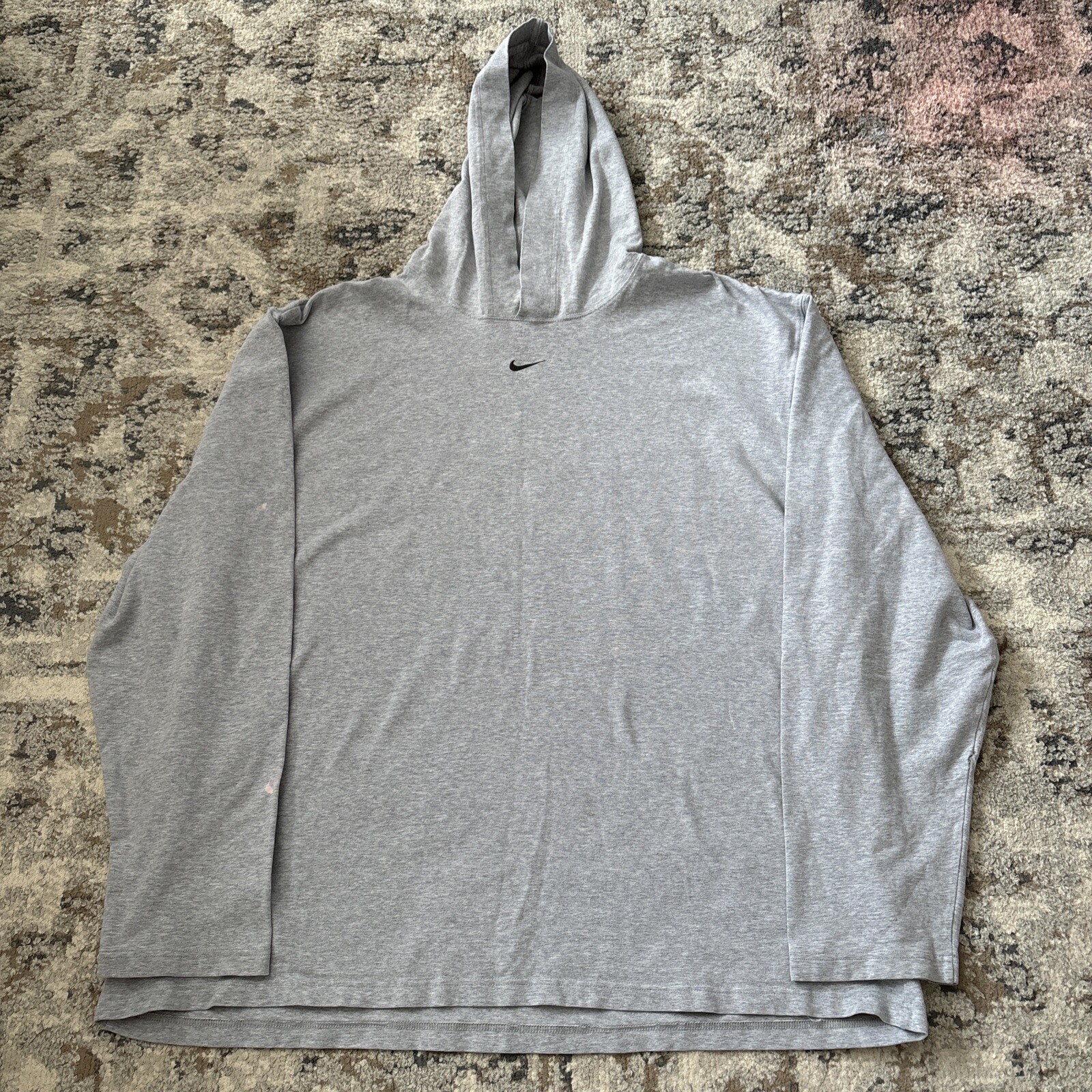 Nike Vintage Center Swoosh Hoodie T-shirt Gray Men’s Sz XXL Cotton Blend