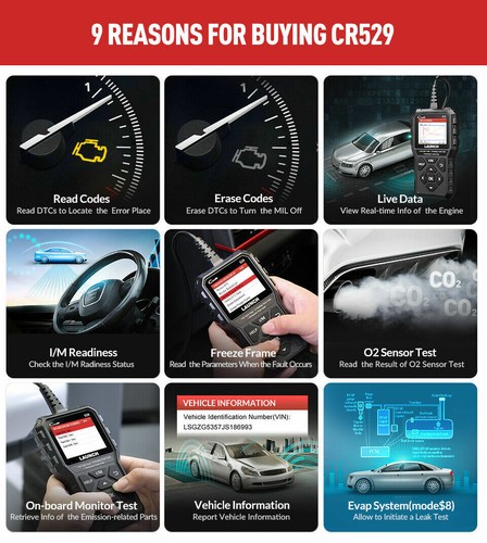 LAUNCH CR529 OBD2 CAN EOBD Auto Car Code Reader Diagnostic Scanner Tool Engine - Bild 11 von 14