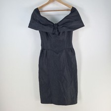 Michelle R VINTAGE Dress womens aus 8 fit flare black short sleeve 105600