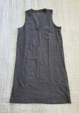 NEW WOMEN'S XS M MADEWELL V-NECK POCKET TANK TOP DRESS IN HEATHER BLACK