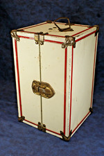 Vintage Metal Doll Case, Trunk, 1950's, White & Red, 10X6X6 in.
