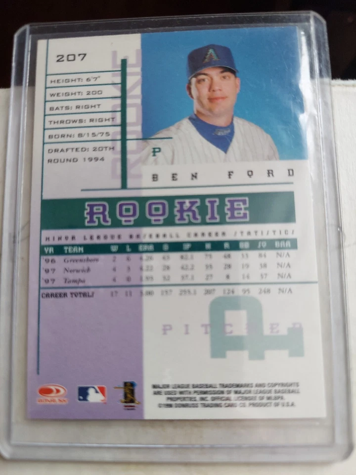 1998 Leaf Rookies and Stars Arizona Diamondbacks Baseball Card #207 Ben Ford RC - Image 2 of 2