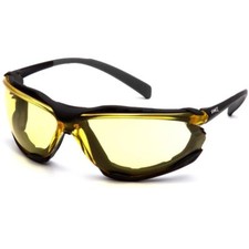 Pyramex Proximity Safety Glasses Foam Padded Black Frame Amber Anti-Fog Lens