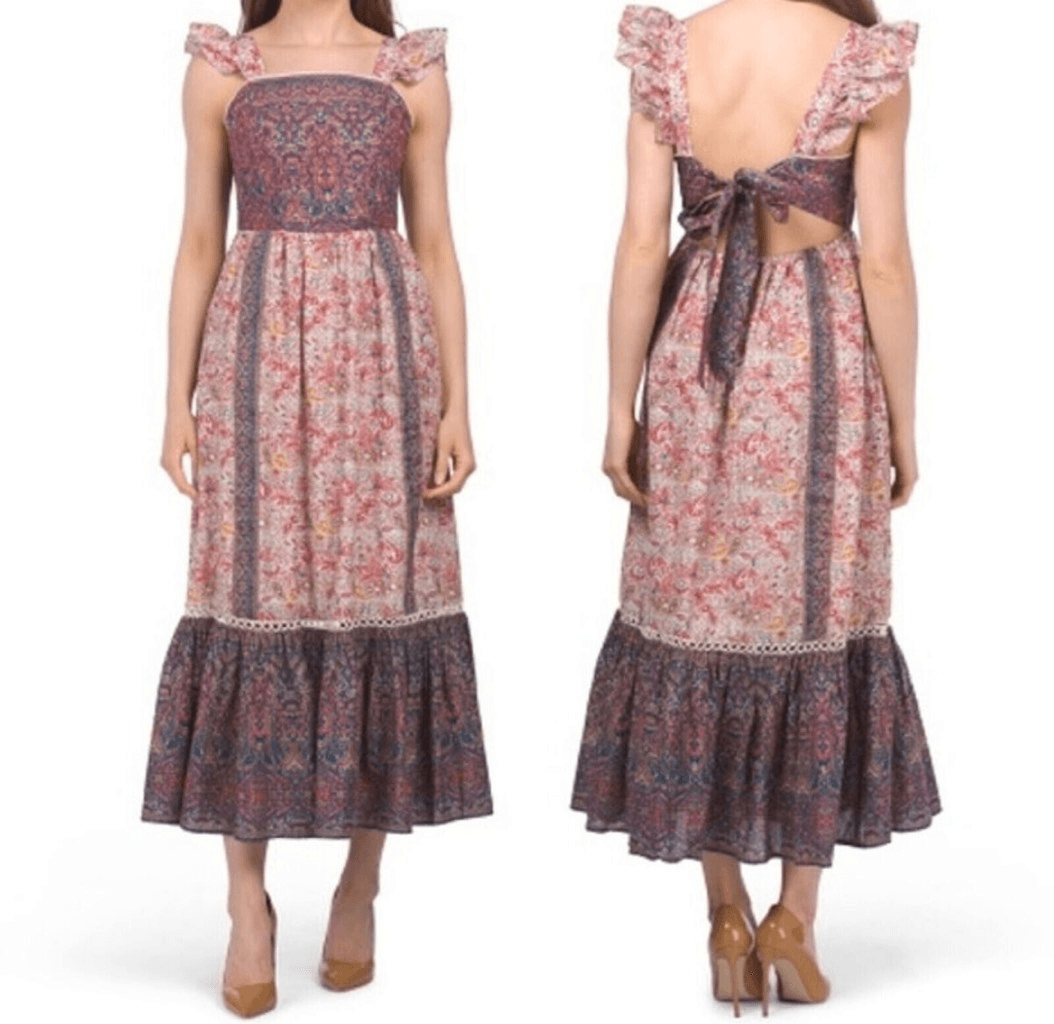 Haute Hippie Boho Flutter Sleeve Floral Dress Size M Medium
