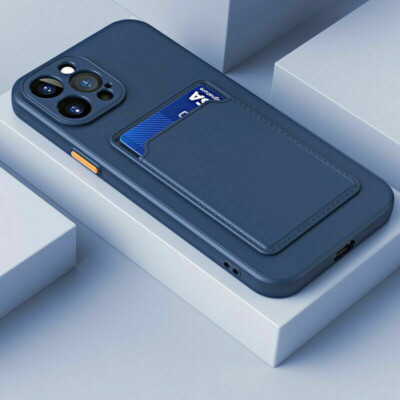 Blau Handy Hülle Silikon TPU Cover Wallet Kartenfach Halter Weiche Rückseite Gel Bumper