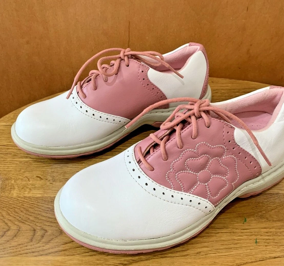 Dexter Women s Pink White Golf Shoes 5.5 Saddle EUC 5 1 2 Vidalia