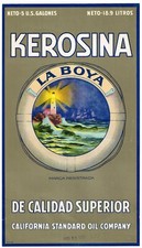 ORIGINAL VINTAGE STANDARD OIL KEROSENE PAPER LABEL NATUICAL LIGHTHOUSE 1937