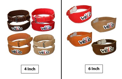 VELO Gewichtheben 4'' Leder Rückenstütze Wildleder Gürtel Gym Power Strap Training