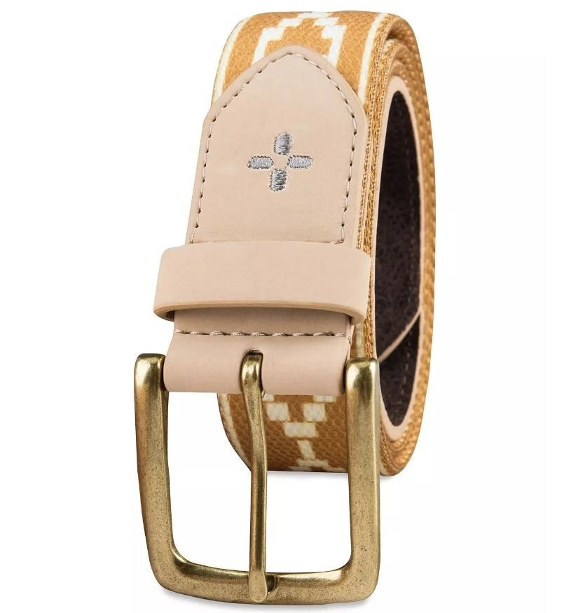 Sun + Stone Faux Leather printed fabric men's belt- Size L/XL (38-44)   GOLD - Image 2 of 4