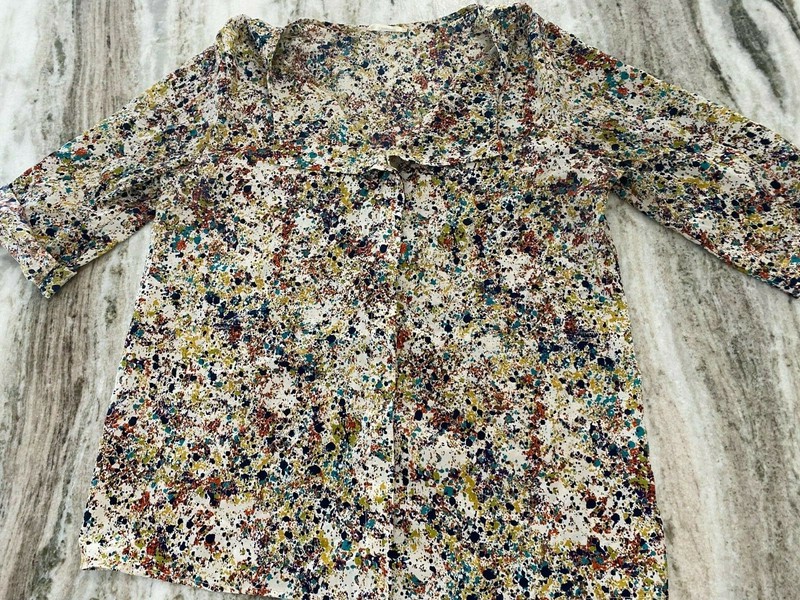 Caramela Size L Womens Button Down Blouse Made in USA Multicolored- 024