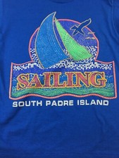 Vintage T Shirt Sailing South Padre Island Blue Size Large