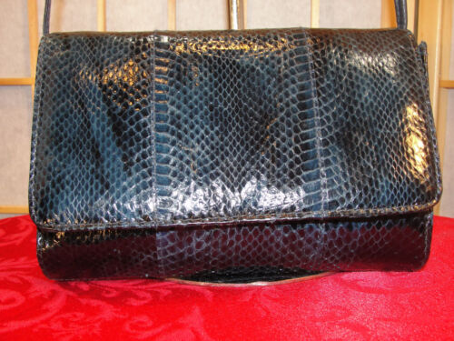 Lord & Taylor Blue Snake Cross Body Flap Shoulder Bag Purse Swing Pack Gift Item - Picture 1 of 10