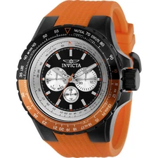 Invicta Men's Watch Aviator Chrono Black, Silver Tone Dial Orange Strap 37031